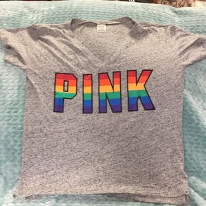 VS Pink V- Neck Oversized Tee.